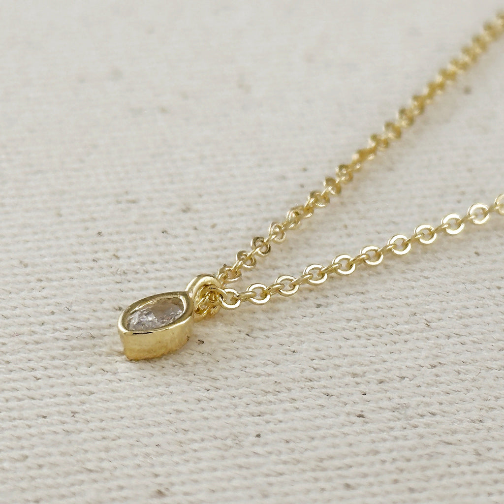 Mondsee 18k Gold Filled Ellipse Solitaire Necklace | 18k Gold Filled Jewelry
