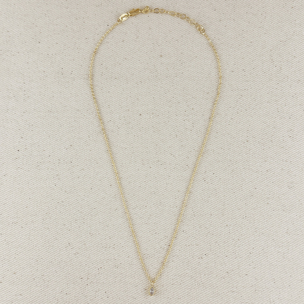 Mondsee 18k Gold Filled Ellipse Solitaire Necklace | 18k Gold Filled Jewelry