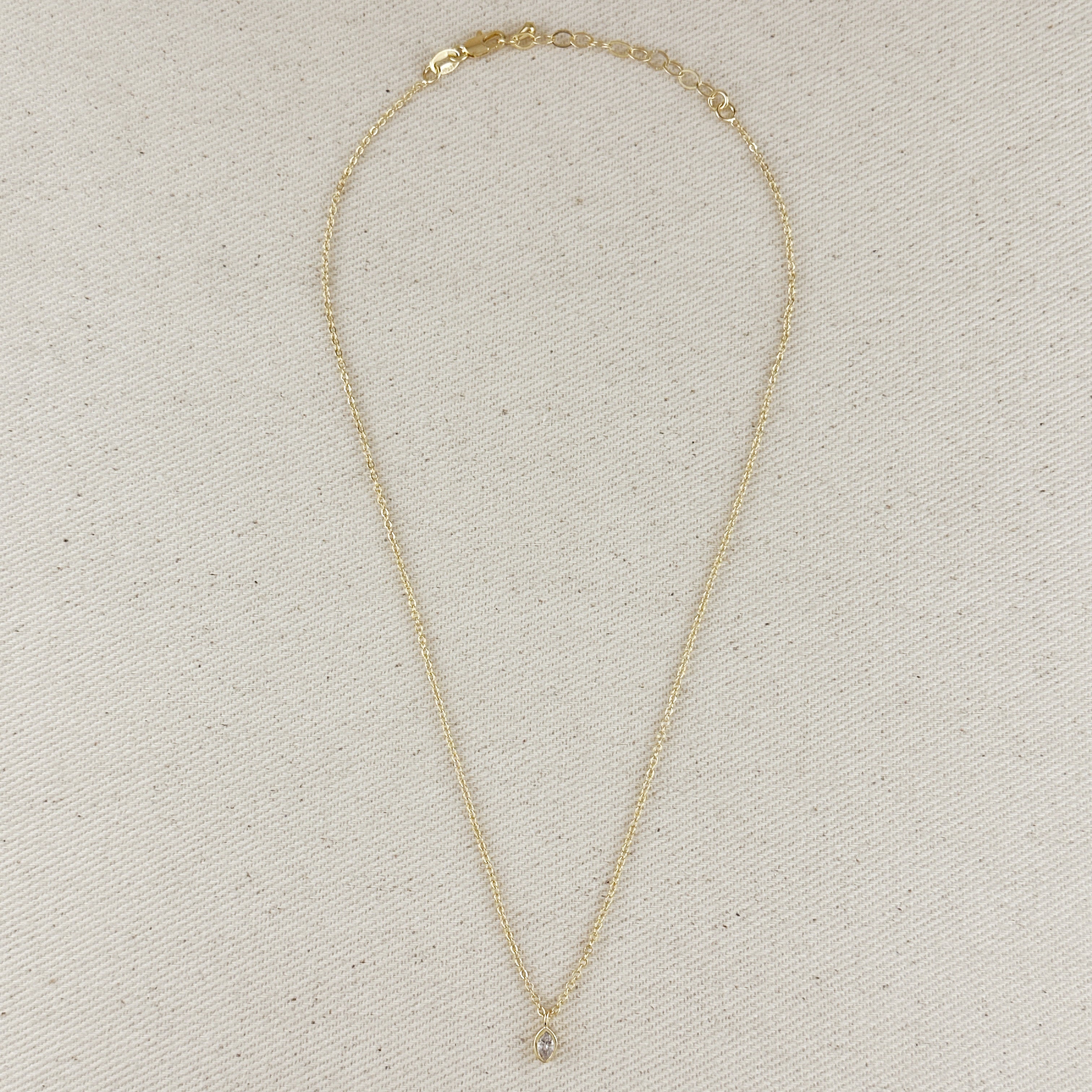 Mondsee 18k Gold Filled Ellipse Solitaire Necklace | 18k Gold Filled Jewelry