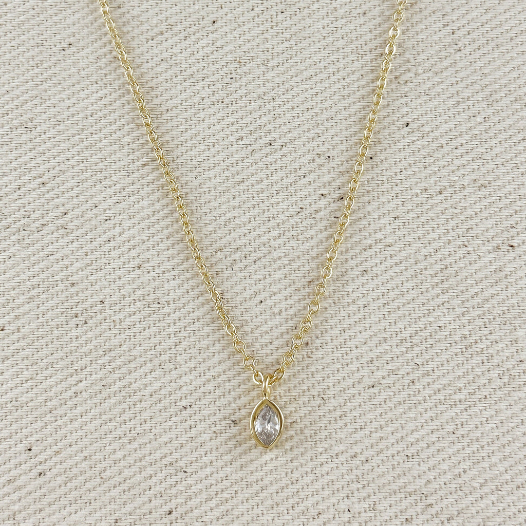 Mondsee 18k Gold Filled Ellipse Solitaire Necklace | 18k Gold Filled Jewelry