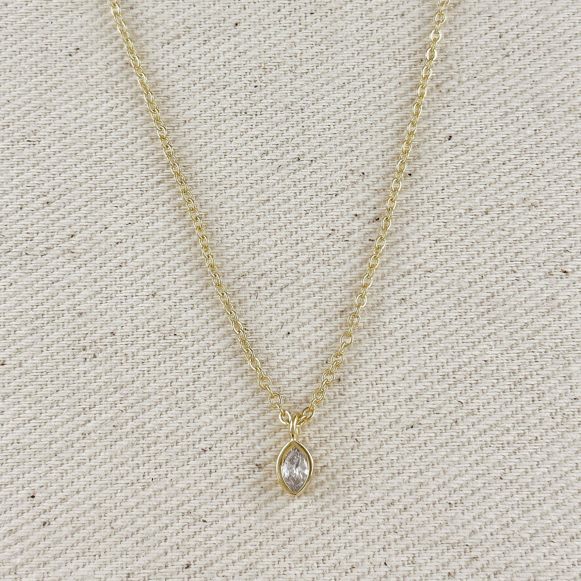Mondsee 18k Gold Filled Ellipse Solitaire Necklace | 18k Gold Filled Jewelry