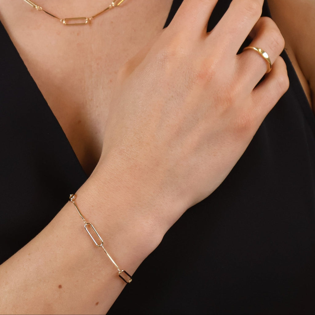 Mondsee 18k Gold Filled Paperclip And Straw Bracelet | 18k Gold Filled Jewelry