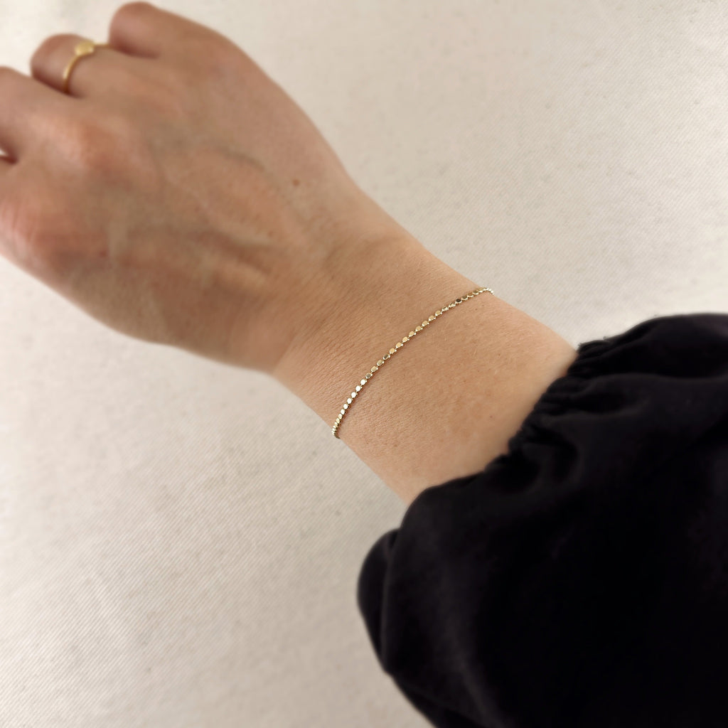Mondsee 18k Gold Filled 1.5mm Flat Dot Ball Bracelet | 18k Gold Filled Jewelry