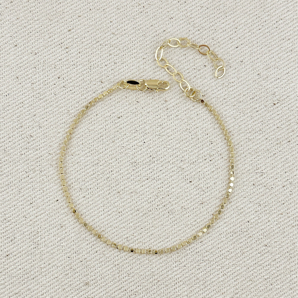 Mondsee 18k Gold Filled 1.5mm Flat Dot Ball Bracelet | 18k Gold Filled Jewelry