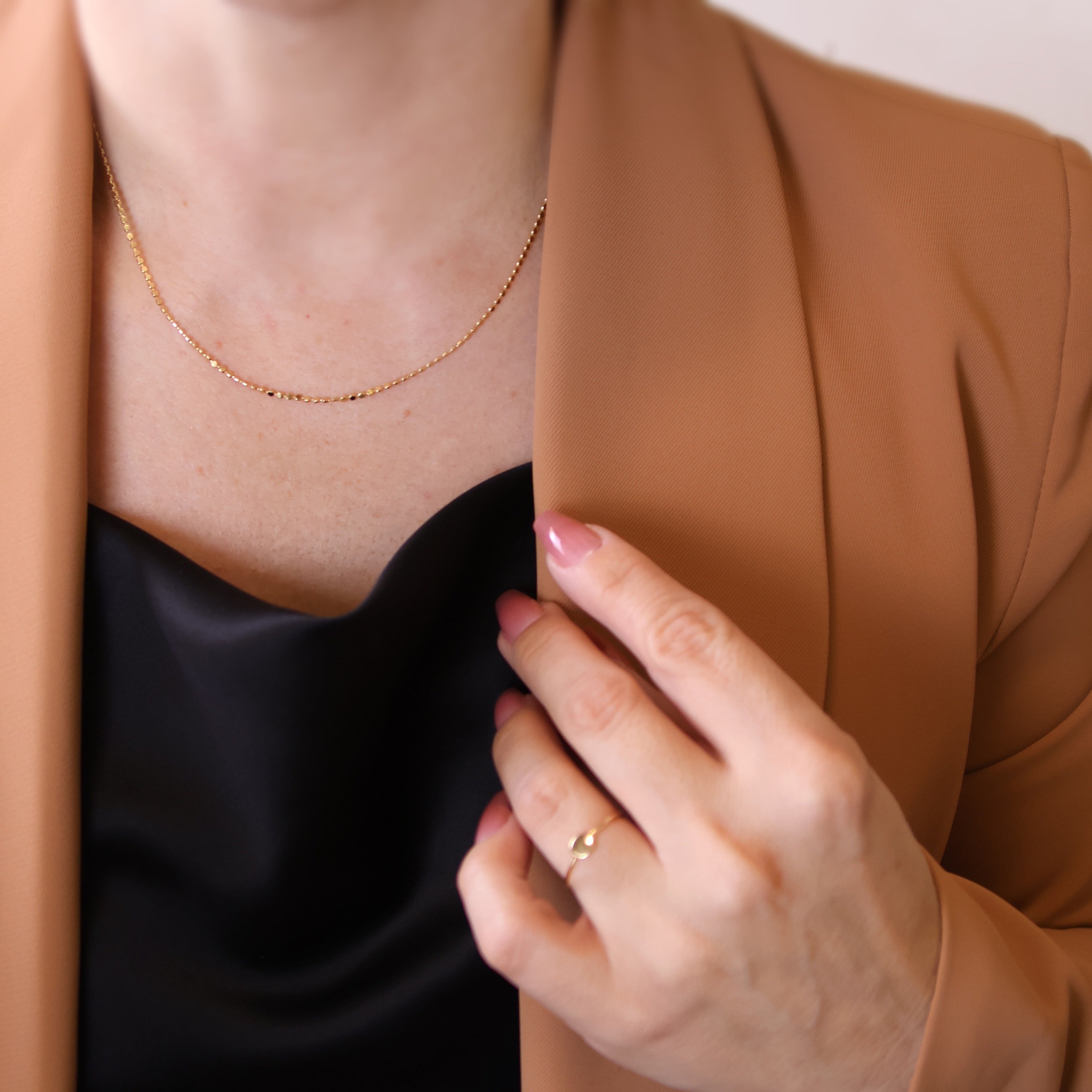 Mondsee 18k Gold Filled 1.5mm Flat Dot Chain Necklace | 18k Gold Filled Jewelry
