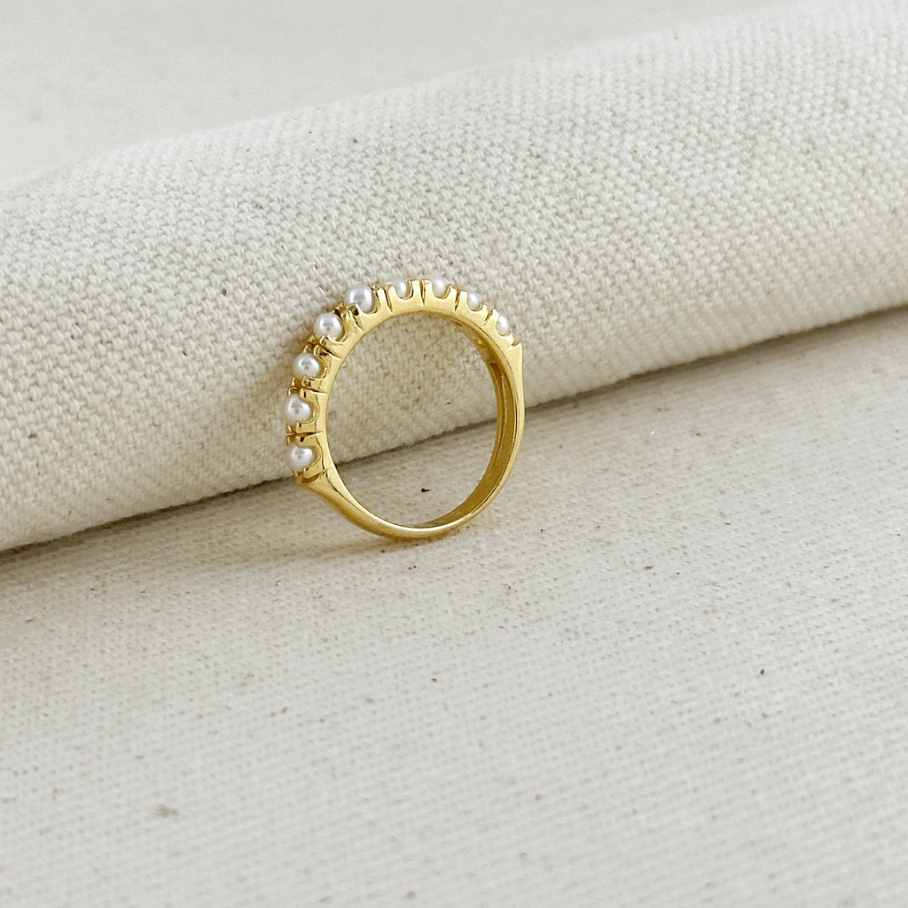 Mondsee 18k Gold Filled Fresh Water Pearl Band Ring | 18k Gold Filled Jewelry