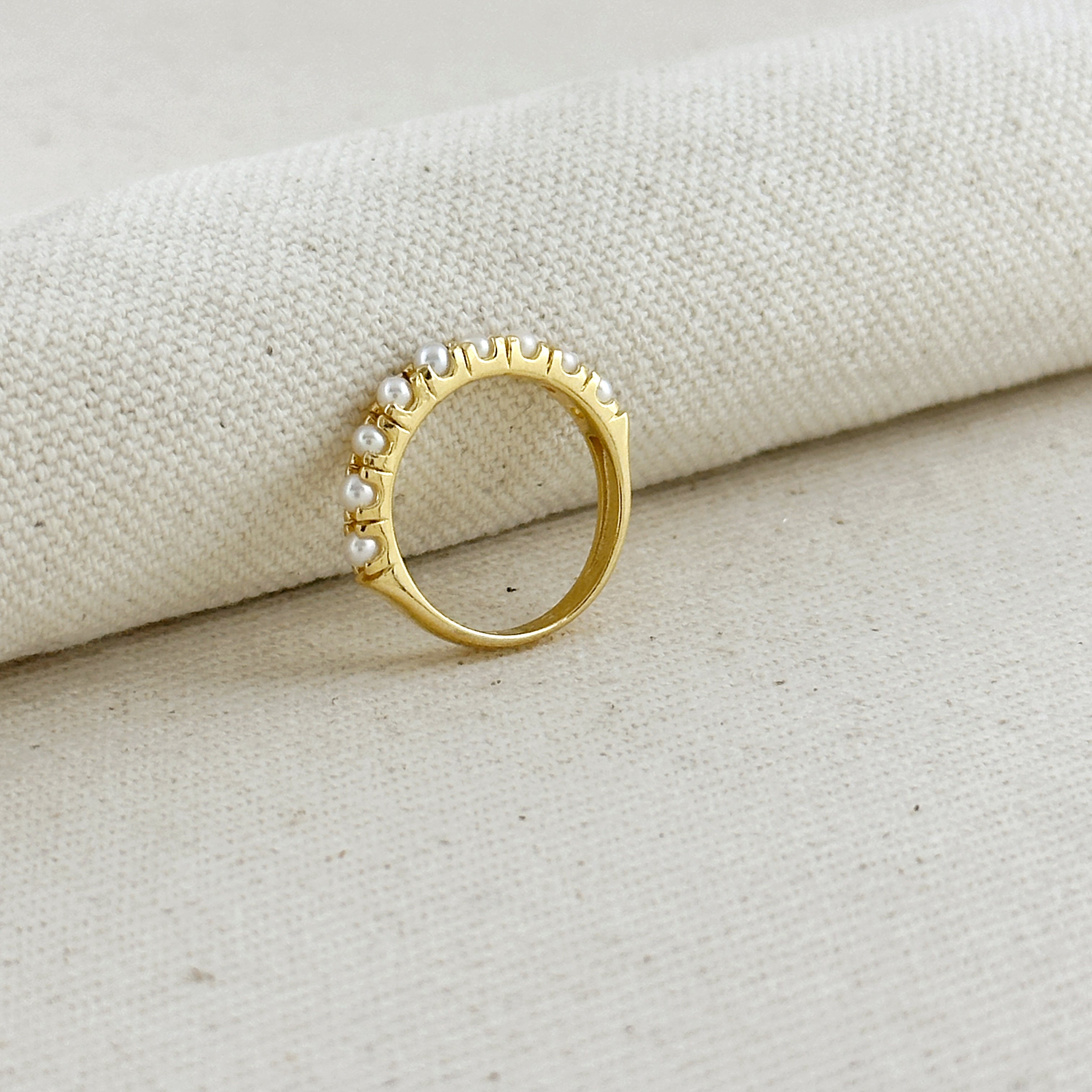 Mondsee 18k Gold Filled Fresh Water Pearl Band Ring | 18k Gold Filled Jewelry