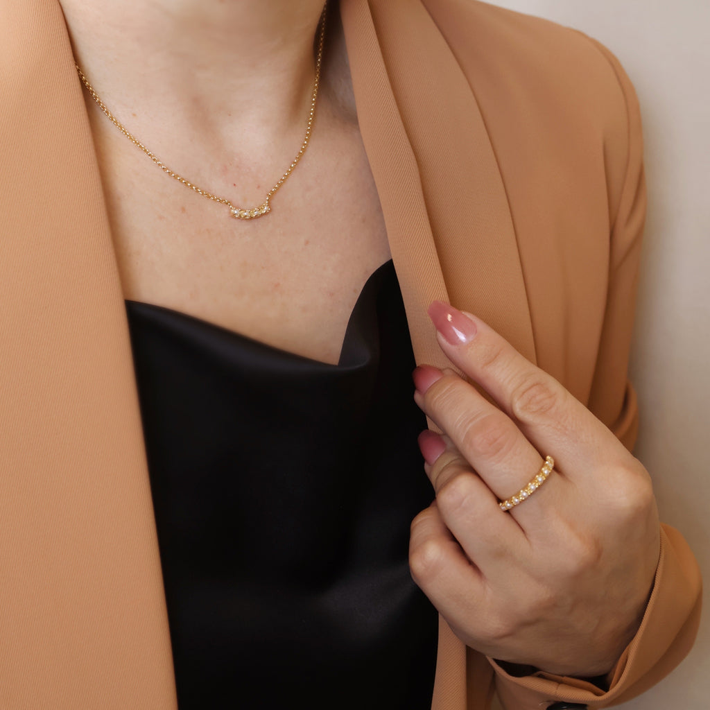 Mondsee 18k Gold Filled Fresh Water Pearl Band Ring | 18k Gold Filled Jewelry