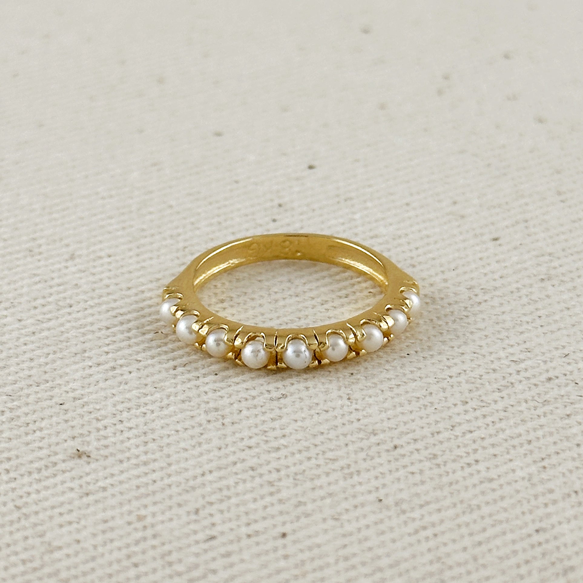 Mondsee 18k Gold Filled Fresh Water Pearl Band Ring | 18k Gold Filled Jewelry