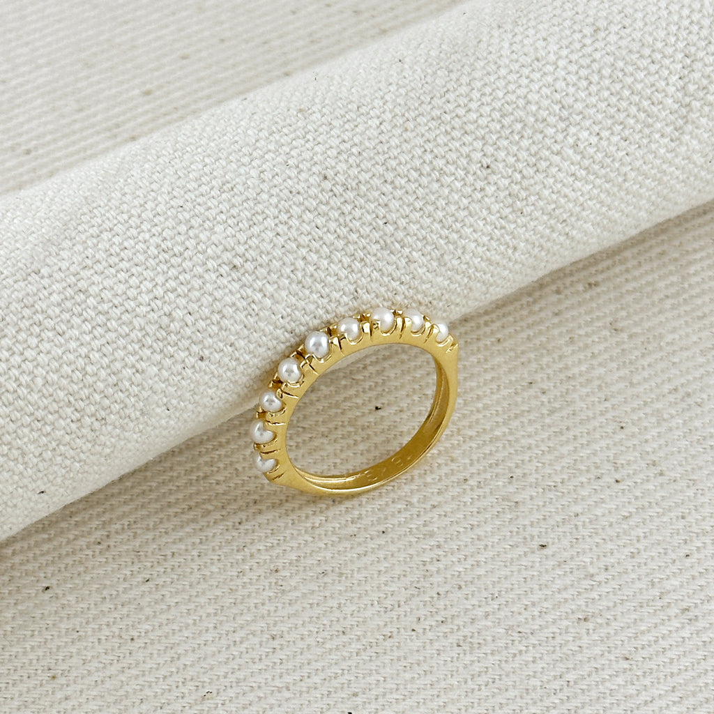 Mondsee 18k Gold Filled Fresh Water Pearl Band Ring | 18k Gold Filled Jewelry