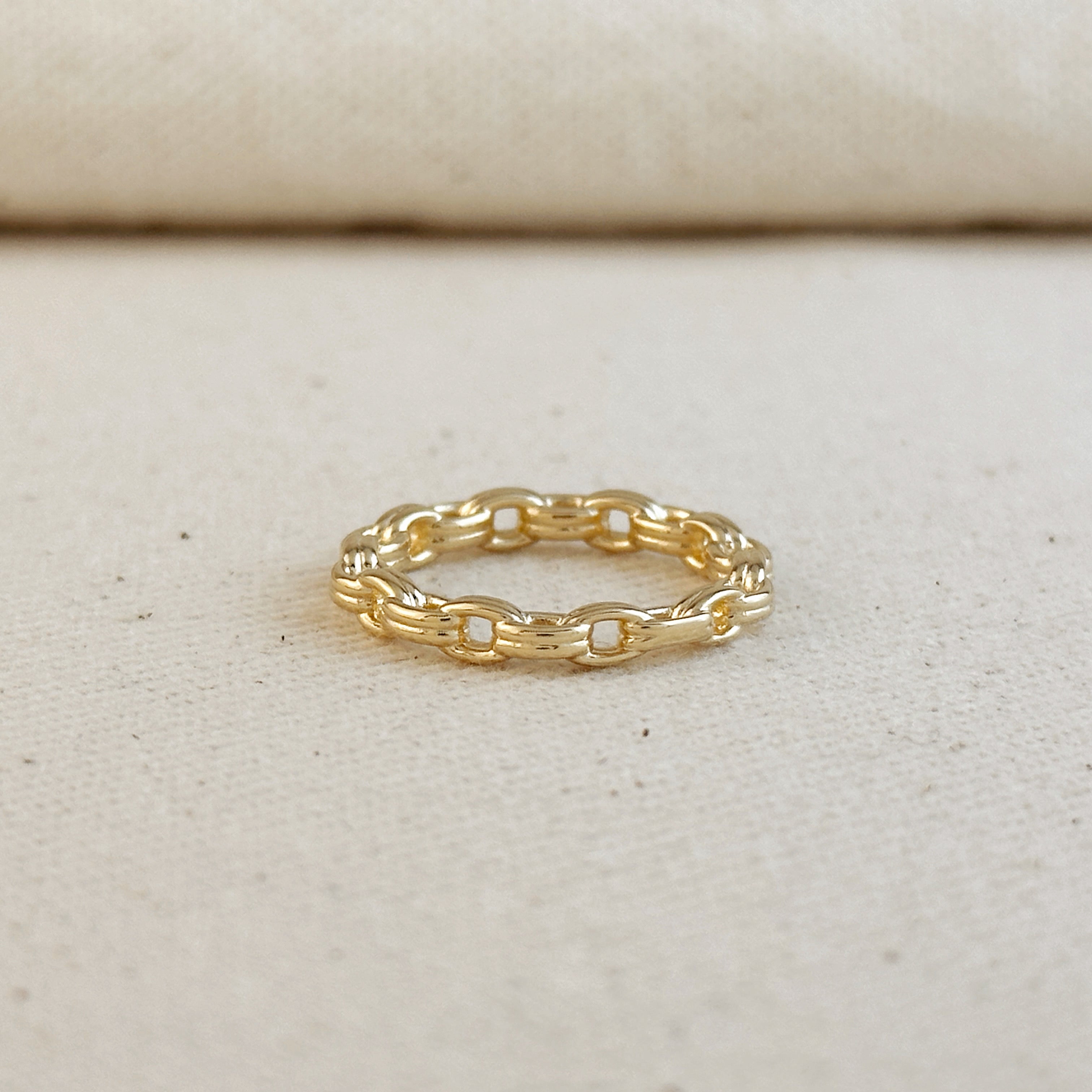 Mondsee 18k Gold Filled Double Link Chain Band Ring | 18k Gold Filled Jewelry
