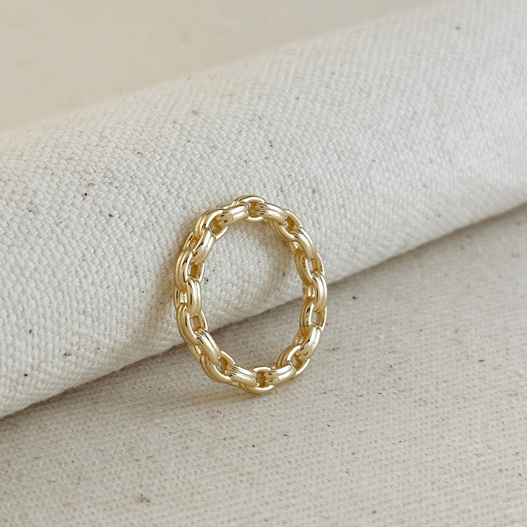 Mondsee 18k Gold Filled Double Link Chain Band Ring | 18k Gold Filled Jewelry