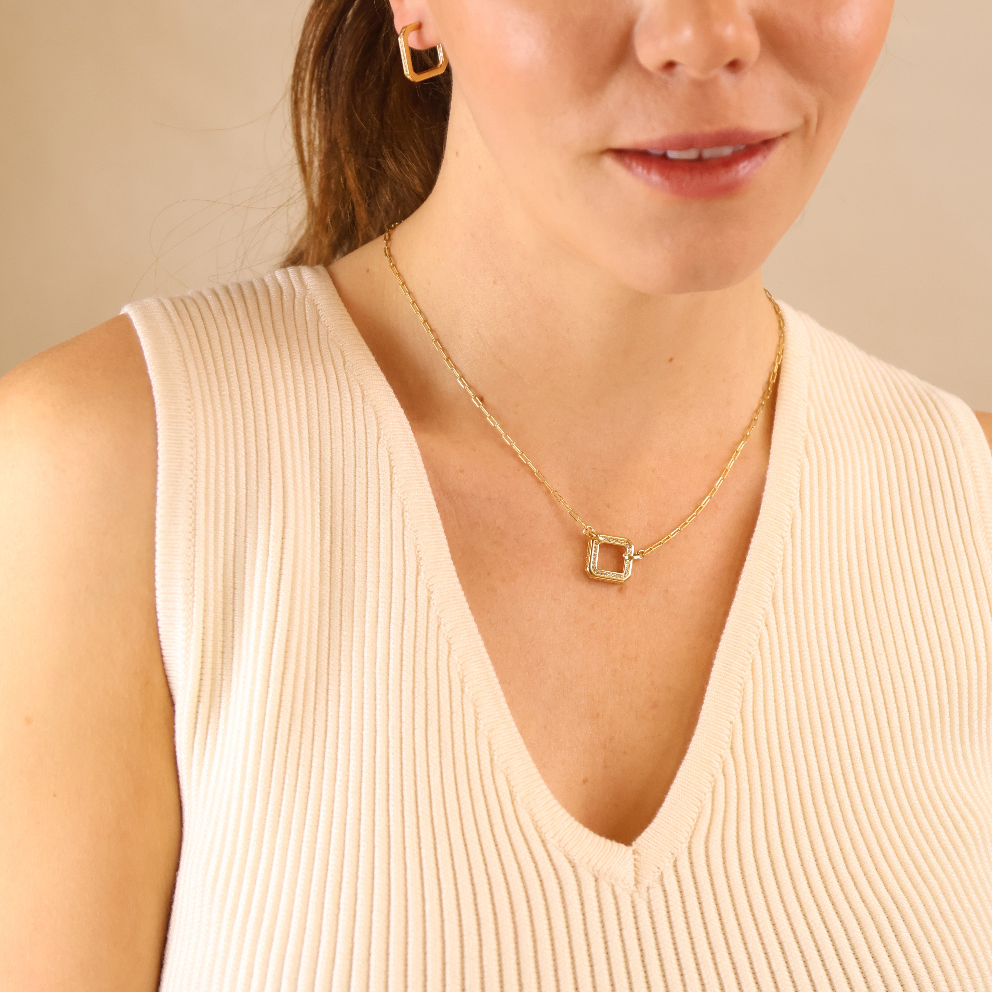 Mondsee 18k Gold Filled Quadratini CZ Necklace | 18k Gold Filled Jewelry