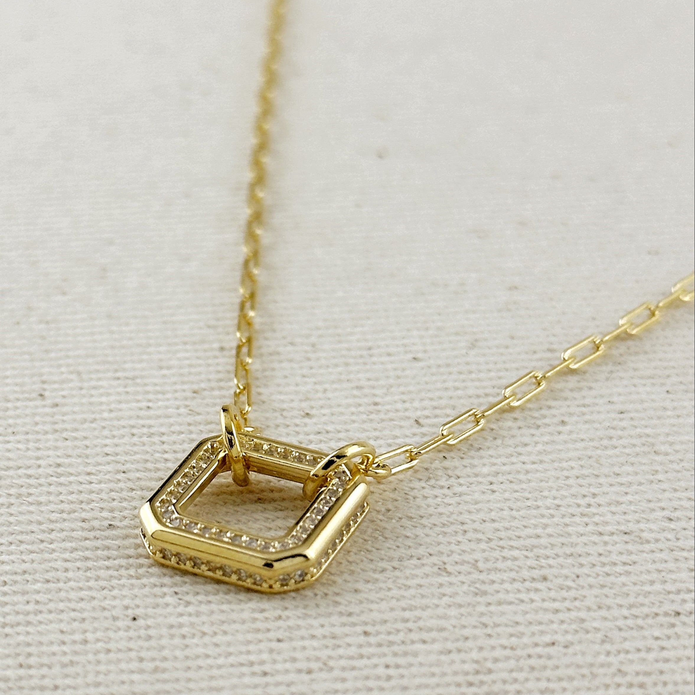 Mondsee 18k Gold Filled Quadratini CZ Necklace | 18k Gold Filled Jewelry