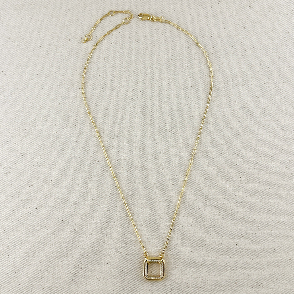 Mondsee 18k Gold Filled Quadratini CZ Necklace | 18k Gold Filled Jewelry