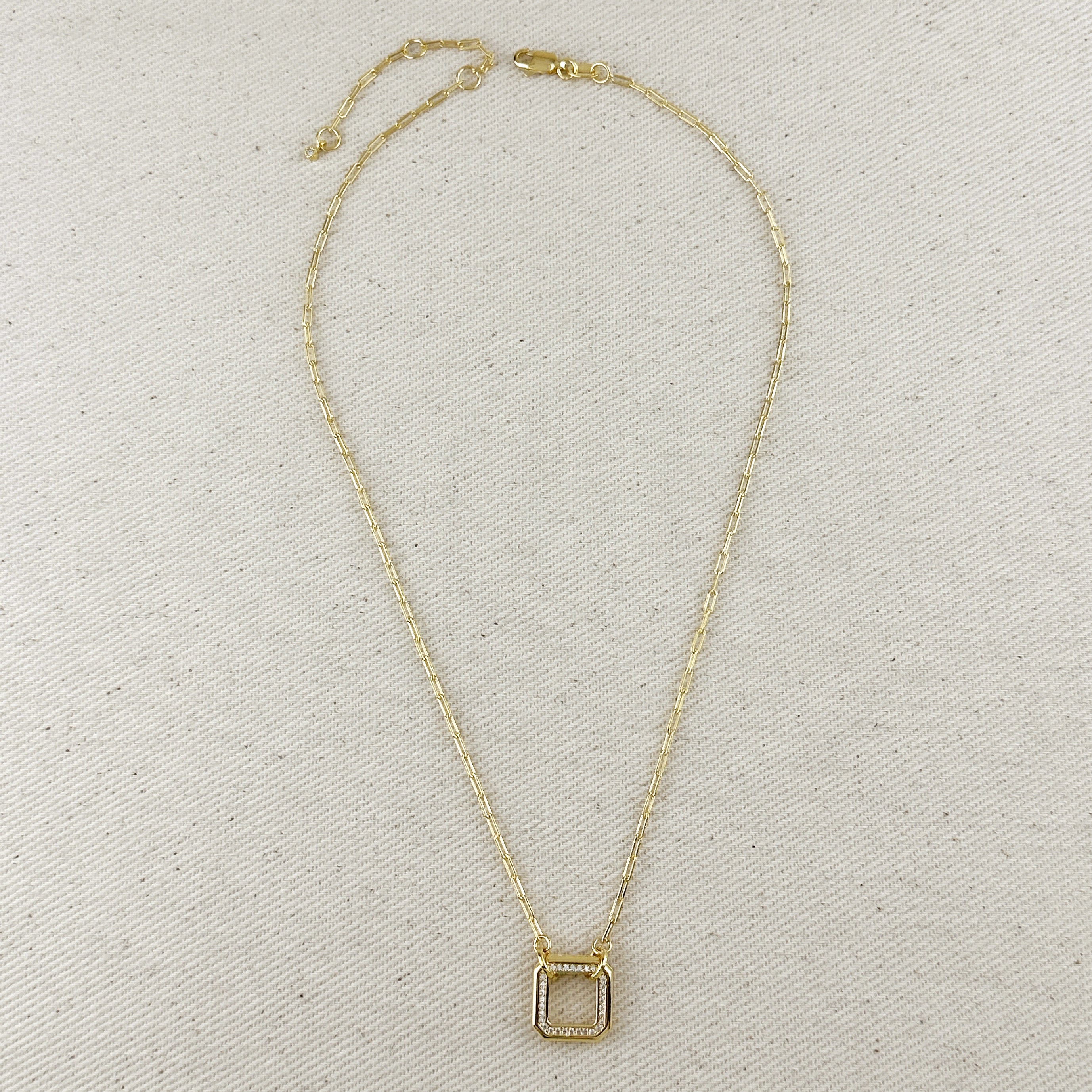 Mondsee 18k Gold Filled Quadratini CZ Necklace | 18k Gold Filled Jewelry