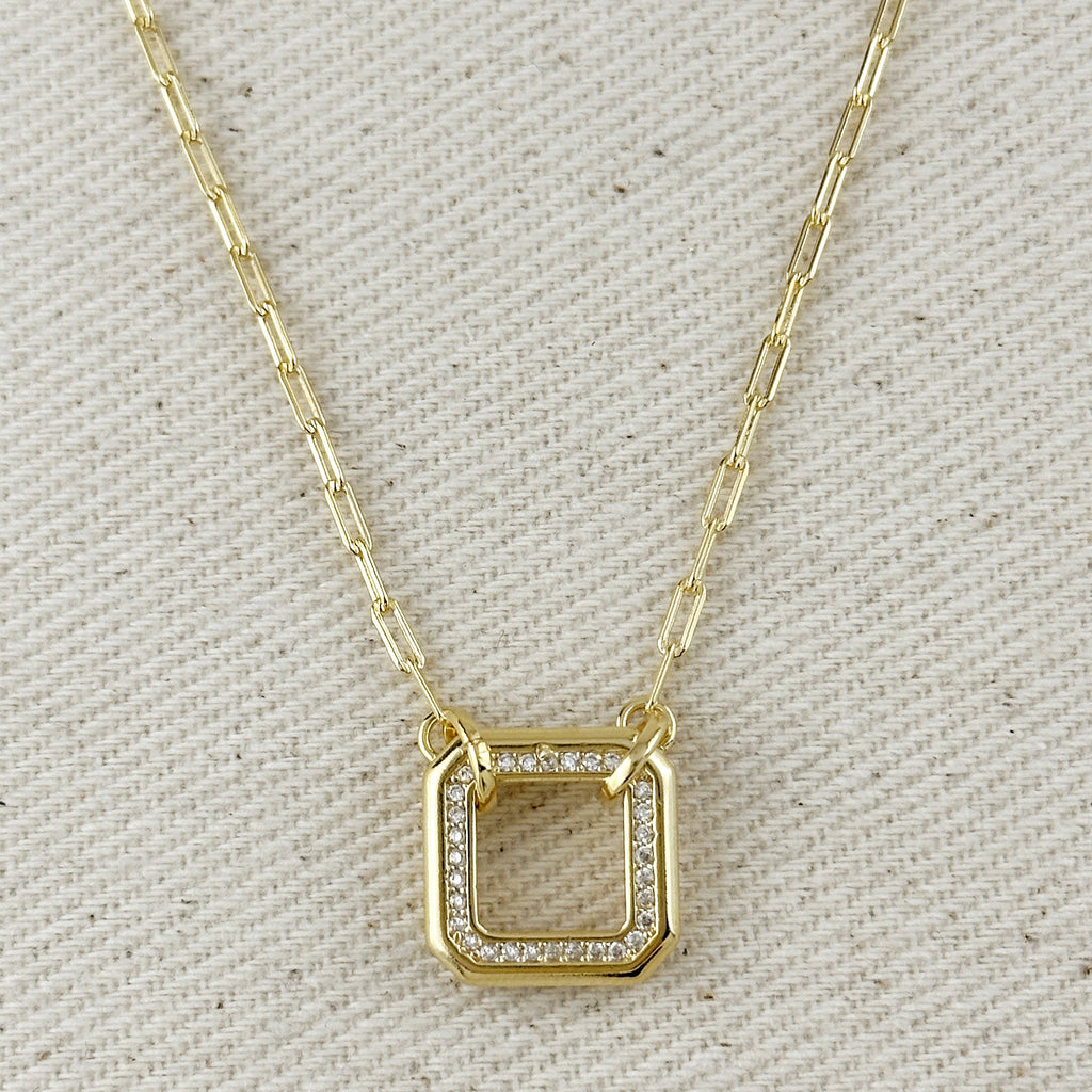 Mondsee 18k Gold Filled Quadratini CZ Necklace | 18k Gold Filled Jewelry