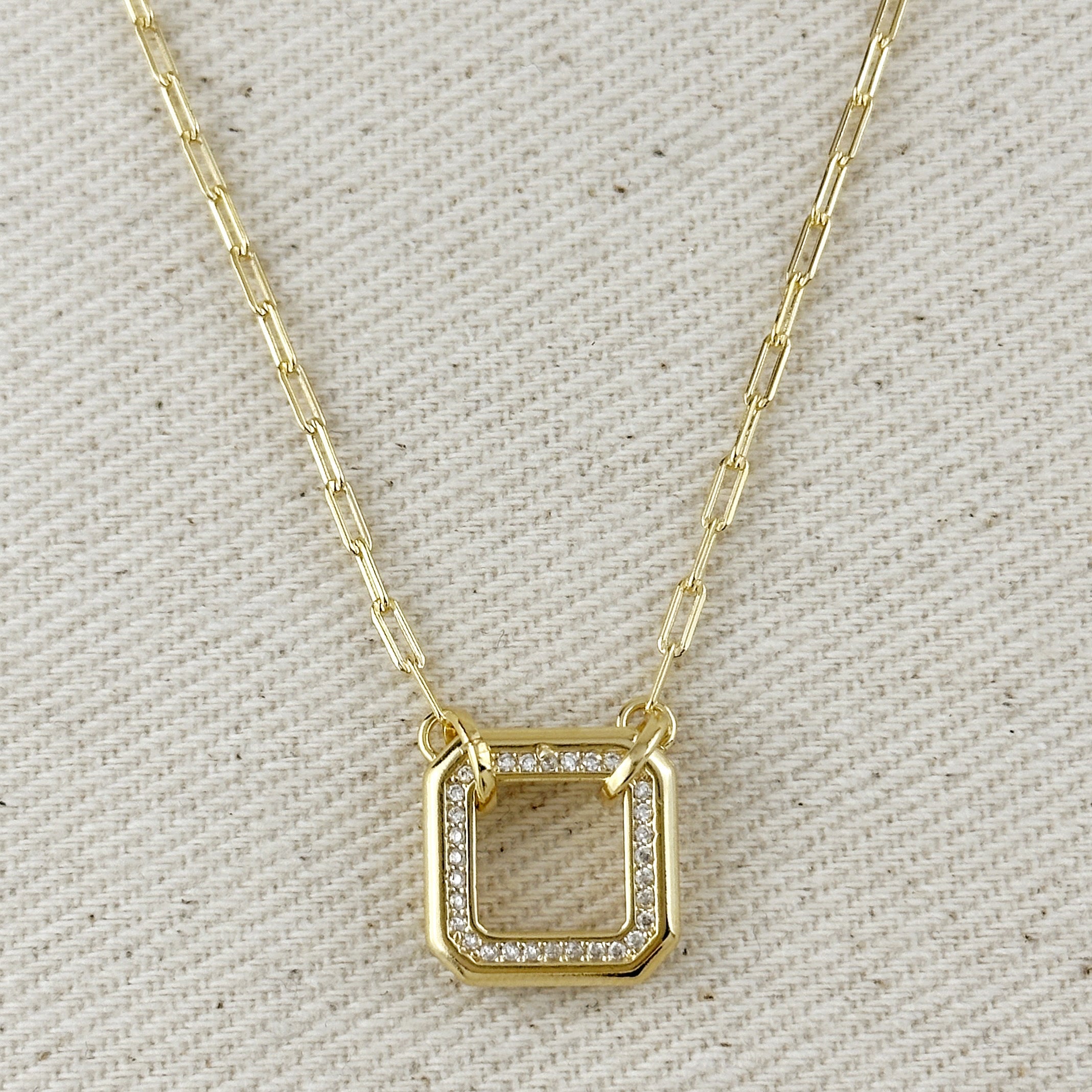 Mondsee 18k Gold Filled Quadratini CZ Necklace | 18k Gold Filled Jewelry