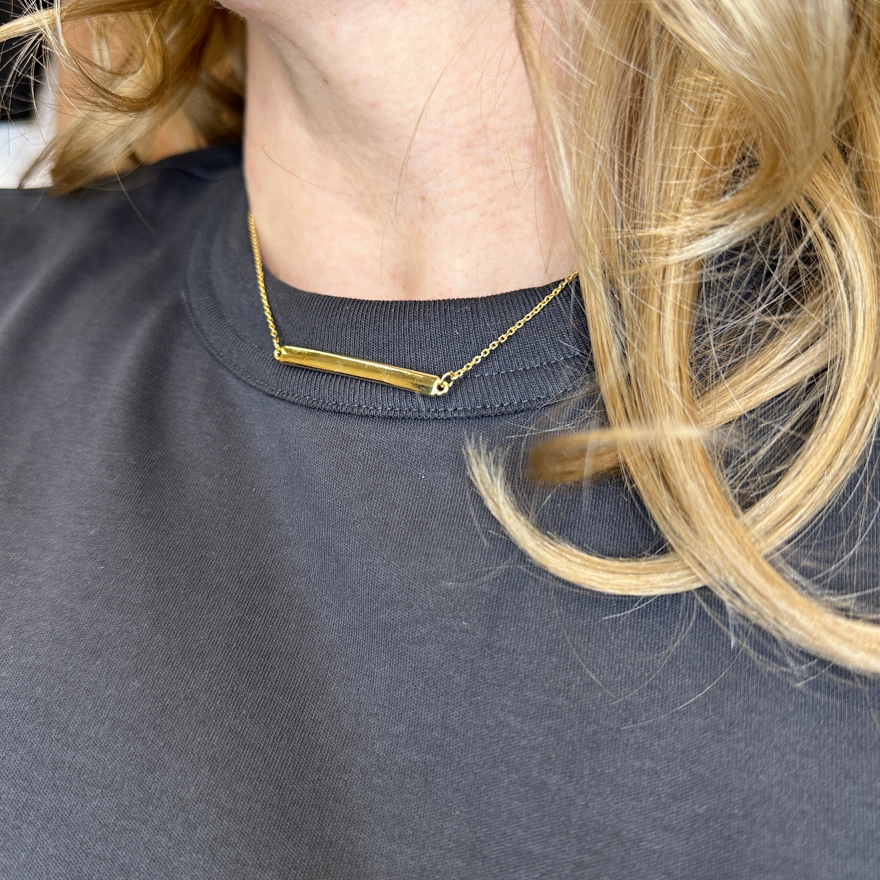 Mondsee 18k Gold Filled Polished Bar Necklace | 18k Gold Filled Jewelry