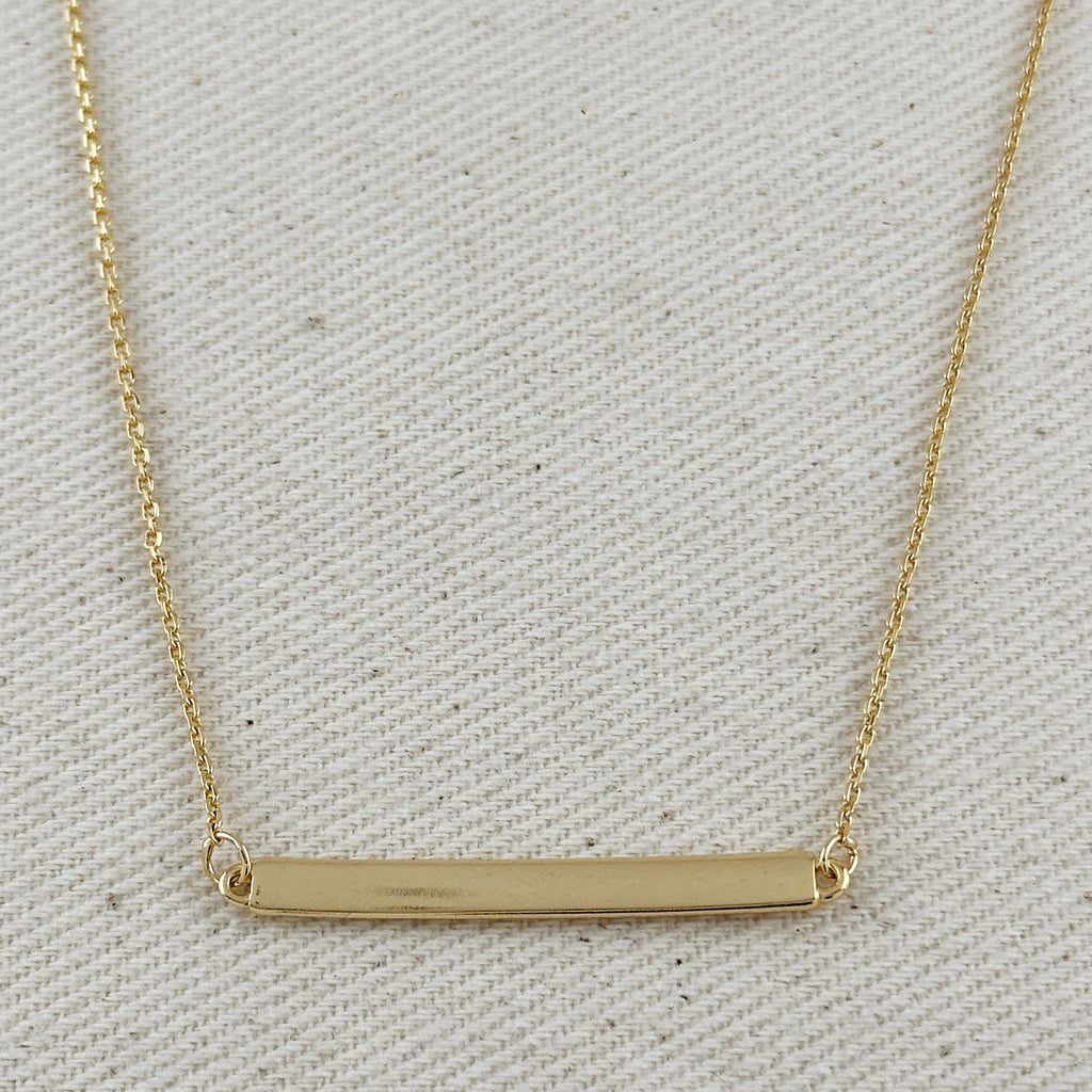 Mondsee 18k Gold Filled Polished Bar Necklace | 18k Gold Filled Jewelry