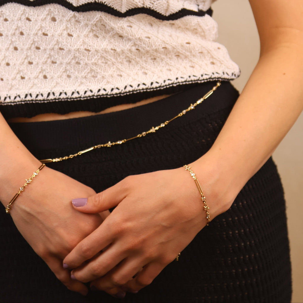 Mondsee 18k Gold Filled Paperclip And Stars CZ Bracelet | 18k Gold Filled Jewelry