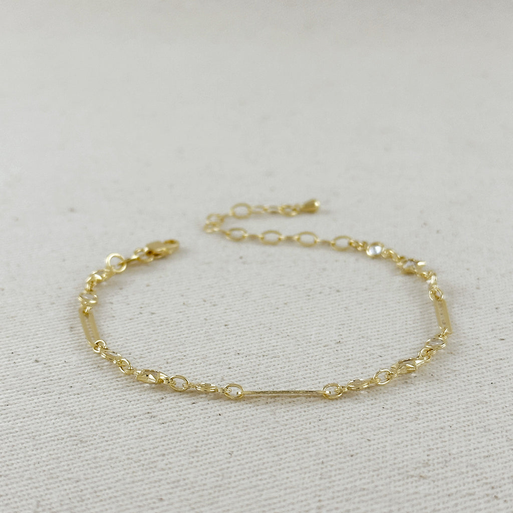 Mondsee 18k Gold Filled Paperclip And Stars CZ Bracelet | 18k Gold Filled Jewelry