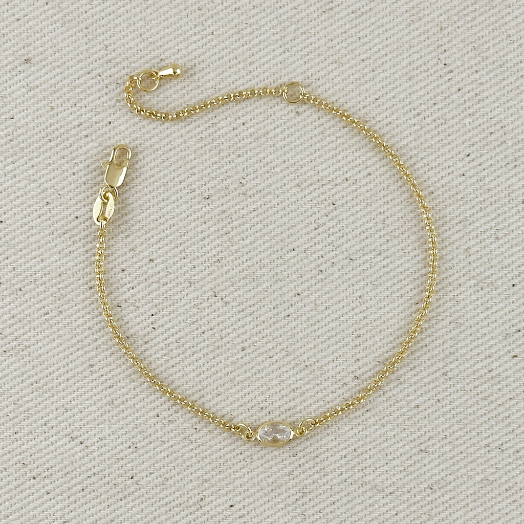 Mondsee 18k Gold Filled CZ Solitaire Bracelet | 18k Gold Filled Jewelry