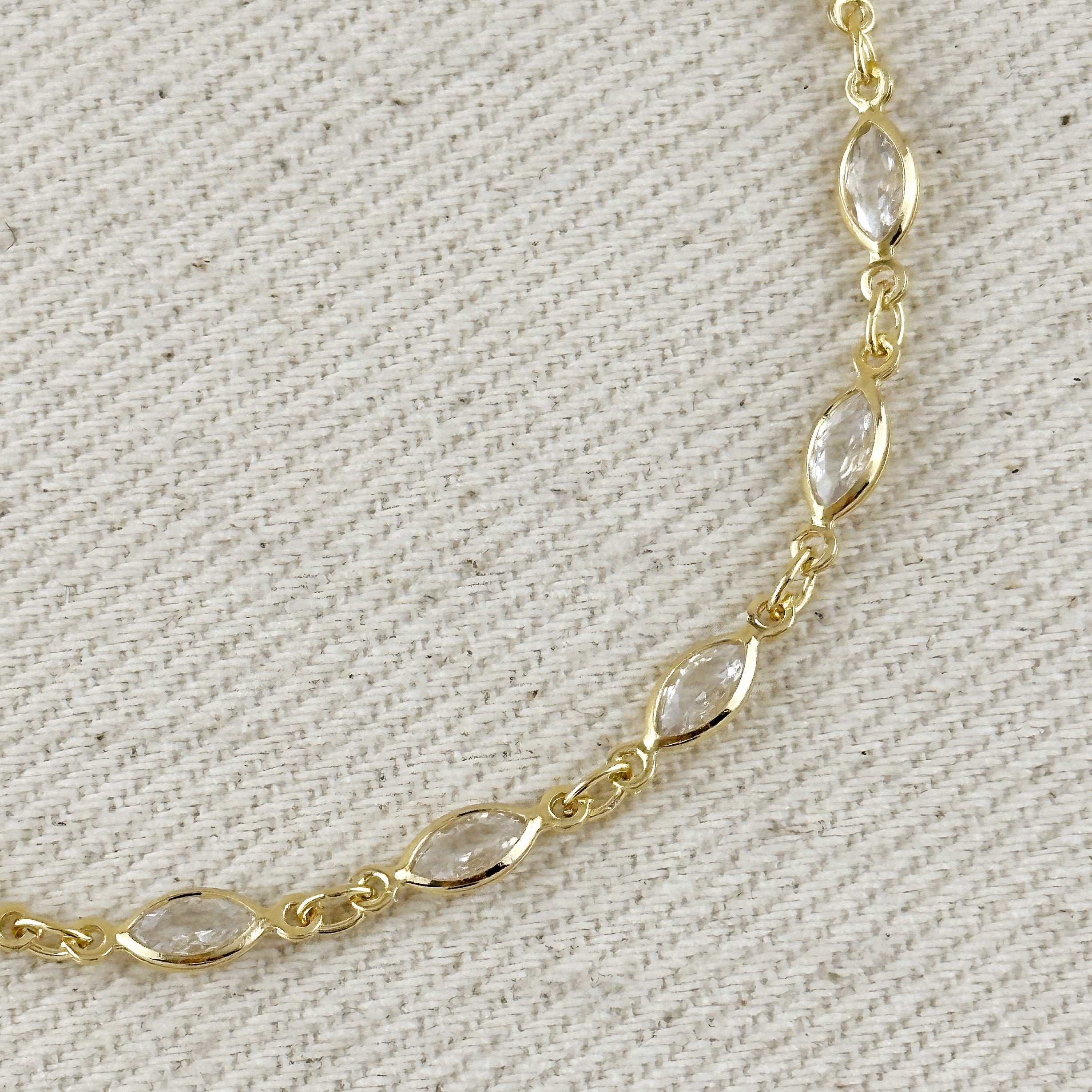 Mondsee 18k Gold Filled Ellipse Bezel CZ Bracelet | 18k Gold Filled Jewelry