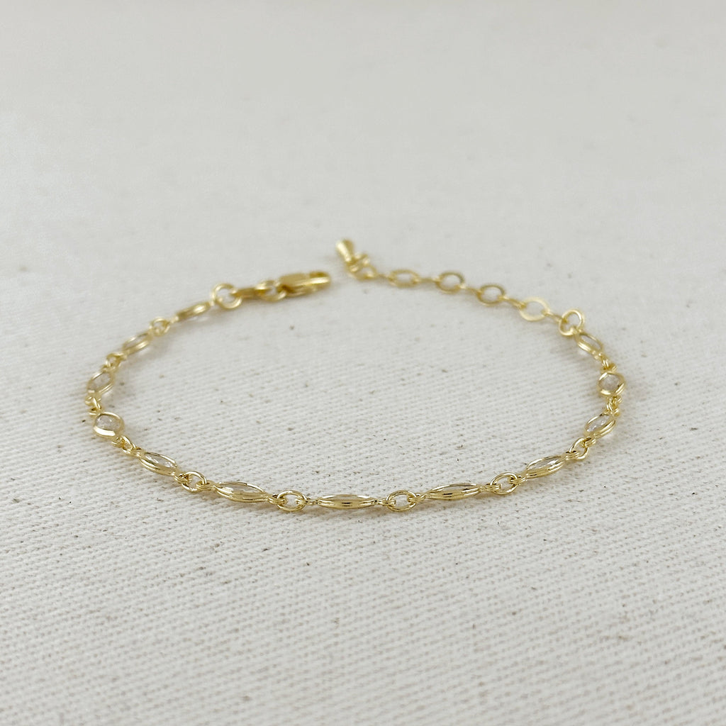 Mondsee 18k Gold Filled Ellipse Bezel CZ Bracelet | 18k Gold Filled Jewelry
