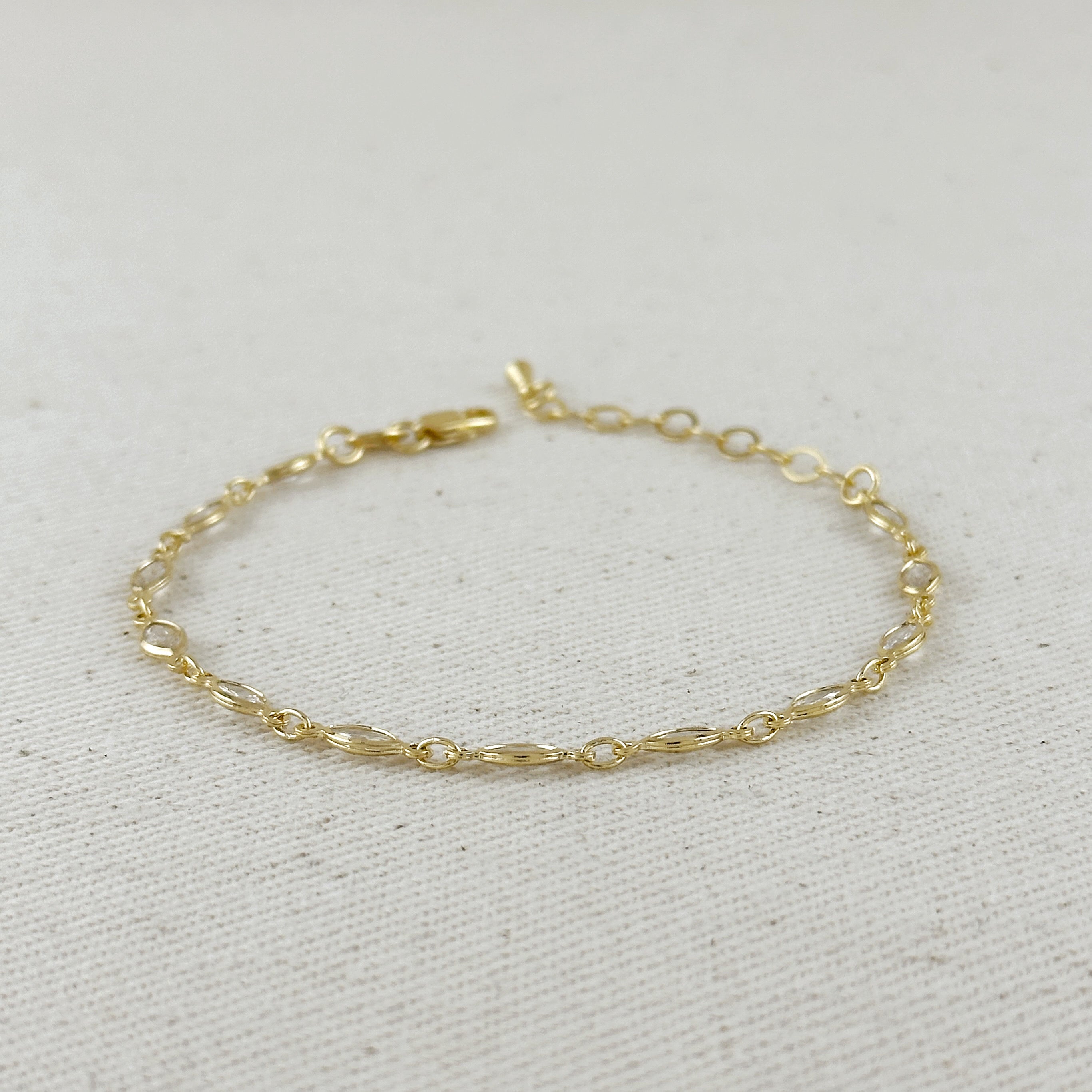 Mondsee 18k Gold Filled Ellipse Bezel CZ Bracelet | 18k Gold Filled Jewelry
