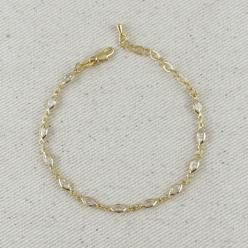 Mondsee 18k Gold Filled Ellipse Bezel CZ Bracelet | 18k Gold Filled Jewelry