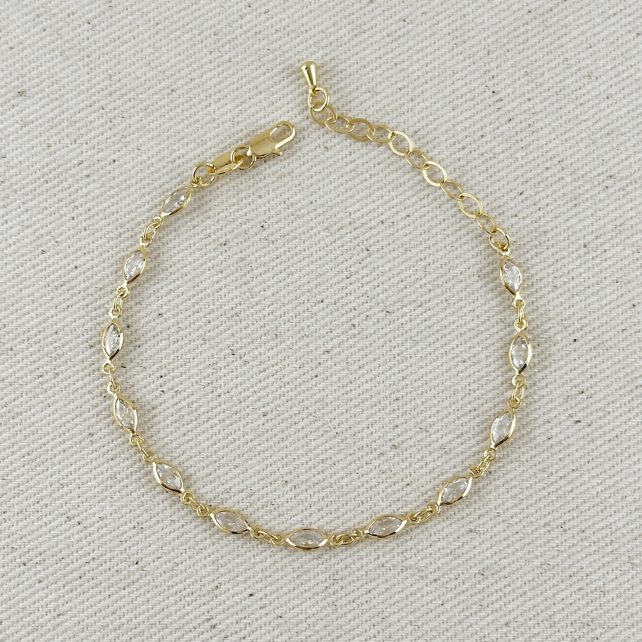 Mondsee 18k Gold Filled Ellipse Bezel CZ Bracelet | 18k Gold Filled Jewelry