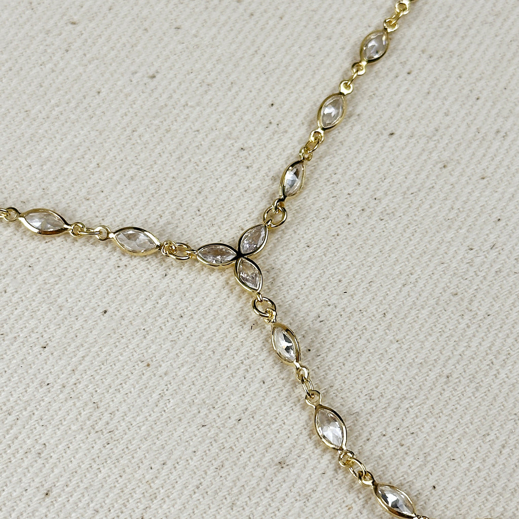Mondsee 18k Gold Filled Bezel Ellipse CZ Lariat Necklace | 18k Gold Filled Jewelry