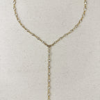 Mondsee 18k Gold Filled Bezel Ellipse CZ Lariat Necklace | 18k Gold Filled Jewelry
