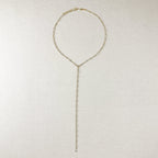 Mondsee 18k Gold Filled Bezel Ellipse CZ Lariat Necklace | 18k Gold Filled Jewelry