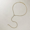 Mondsee 18k Gold Filled Bezel Ellipse CZ Lariat Necklace | 18k Gold Filled Jewelry