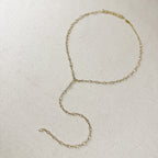 Mondsee 18k Gold Filled Bezel Ellipse CZ Lariat Necklace | 18k Gold Filled Jewelry
