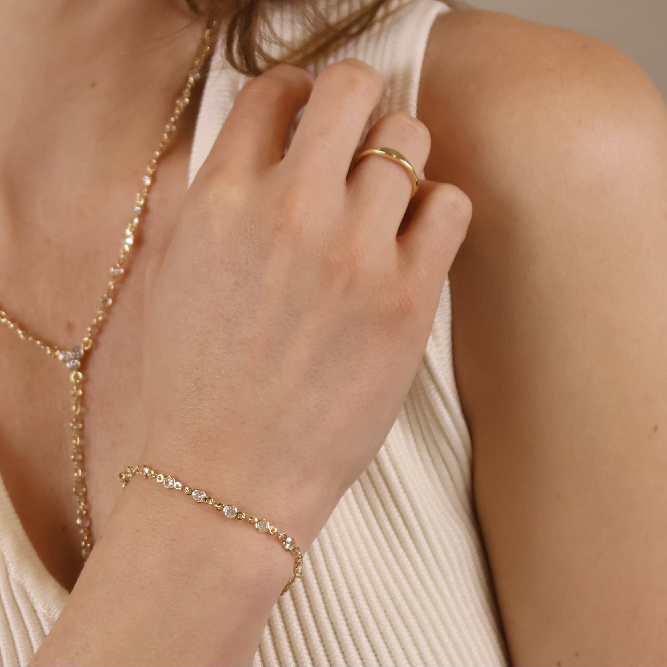 Mondsee 18k Gold Filled Round Bezel CZ Bracelet | 18k Gold Filled Jewelry