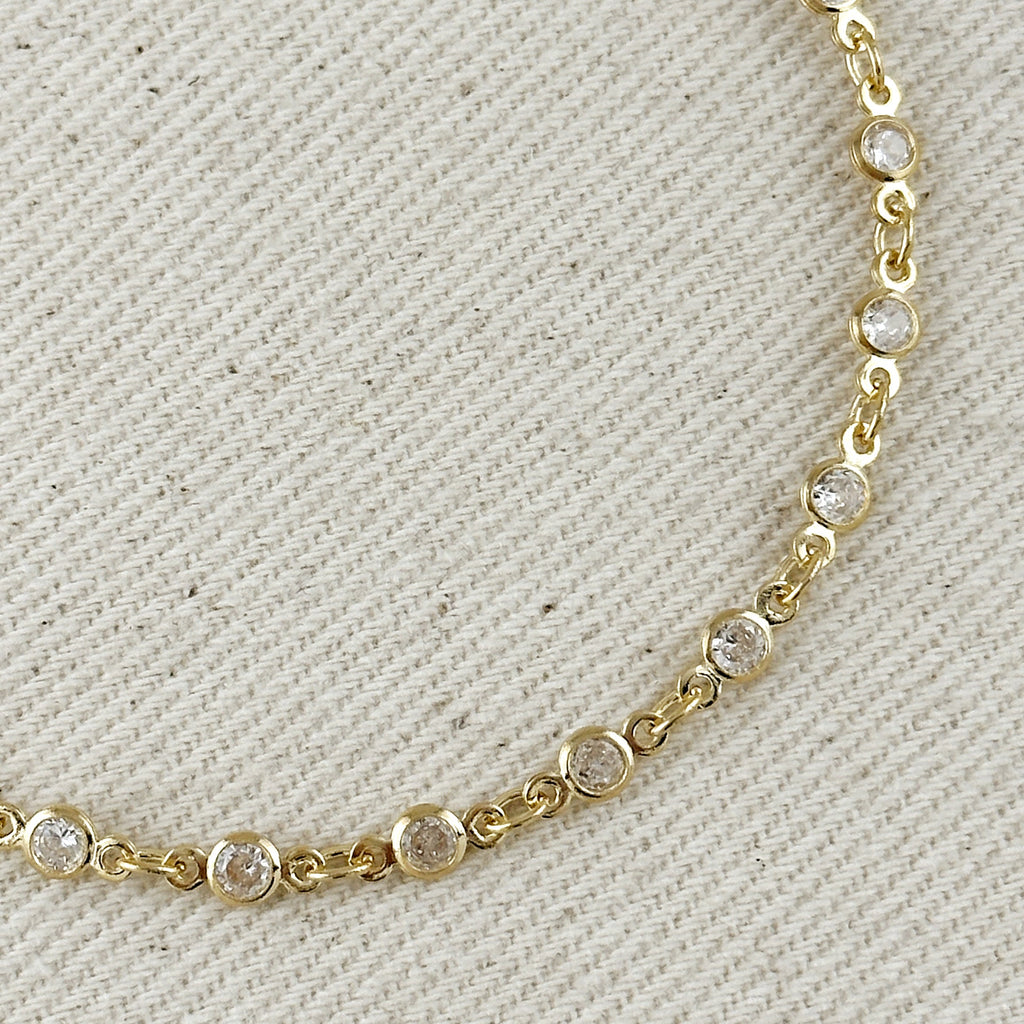 Mondsee 18k Gold Filled Round Bezel CZ Bracelet | 18k Gold Filled Jewelry