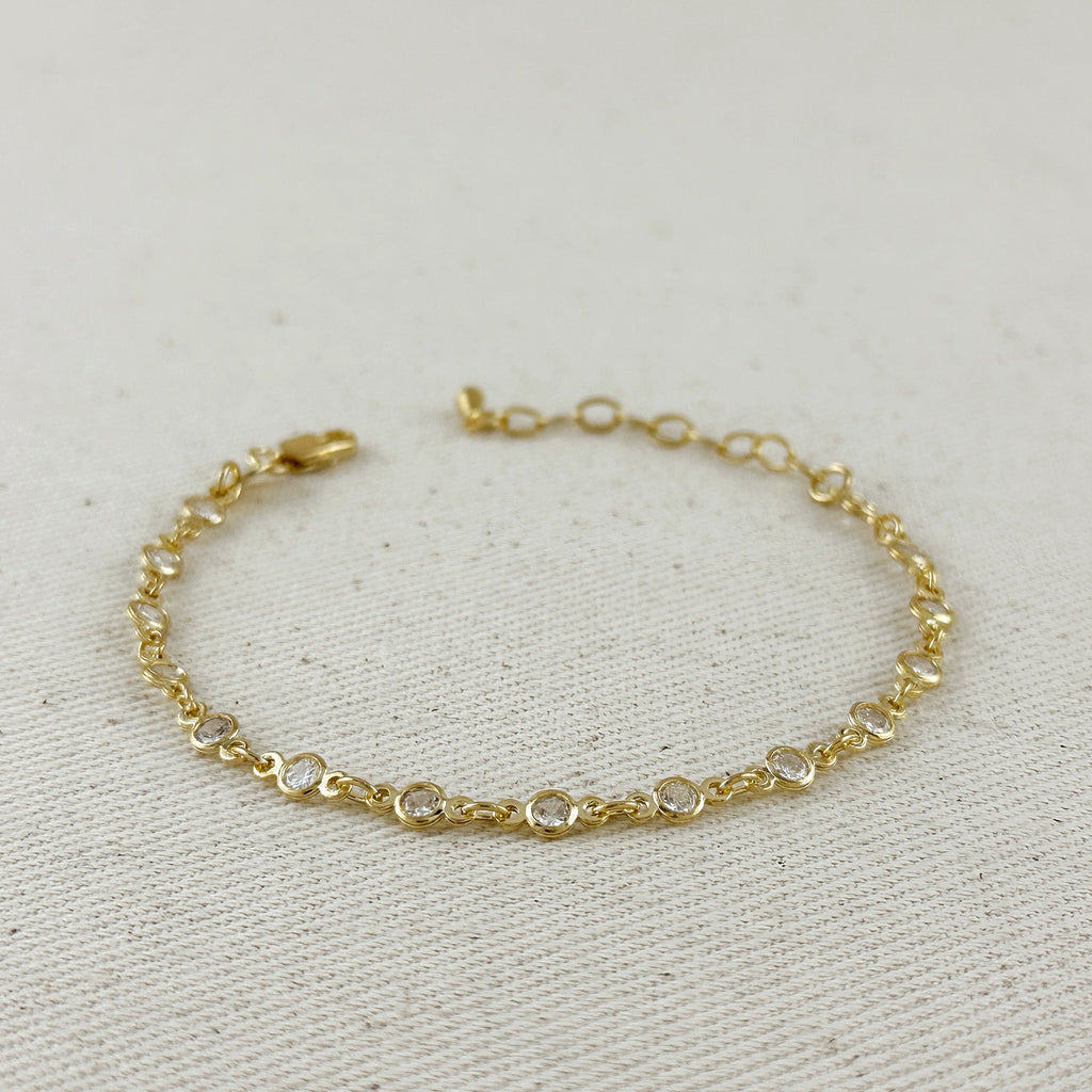 Mondsee 18k Gold Filled Round Bezel CZ Bracelet | 18k Gold Filled Jewelry