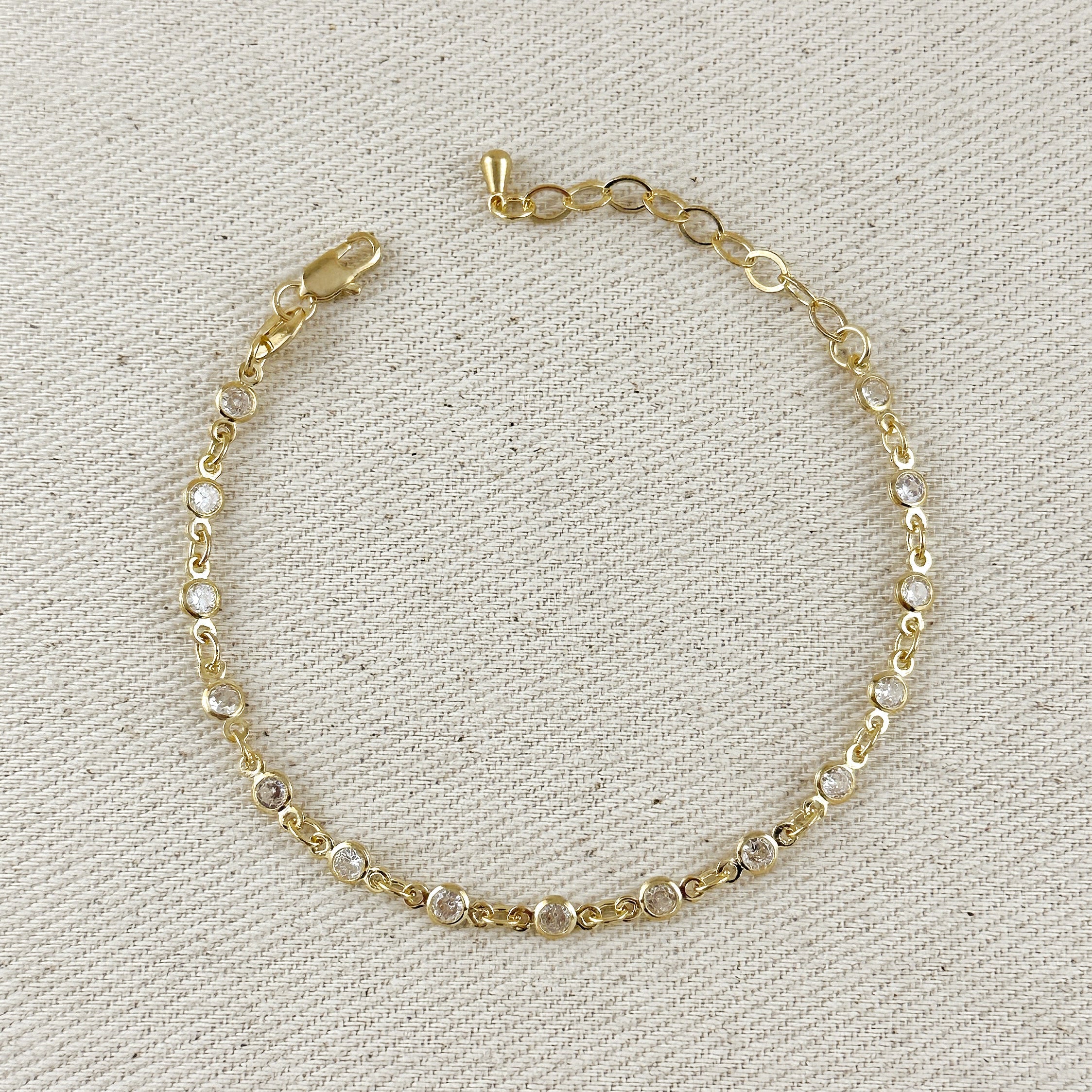 Mondsee 18k Gold Filled Round Bezel CZ Bracelet | 18k Gold Filled Jewelry