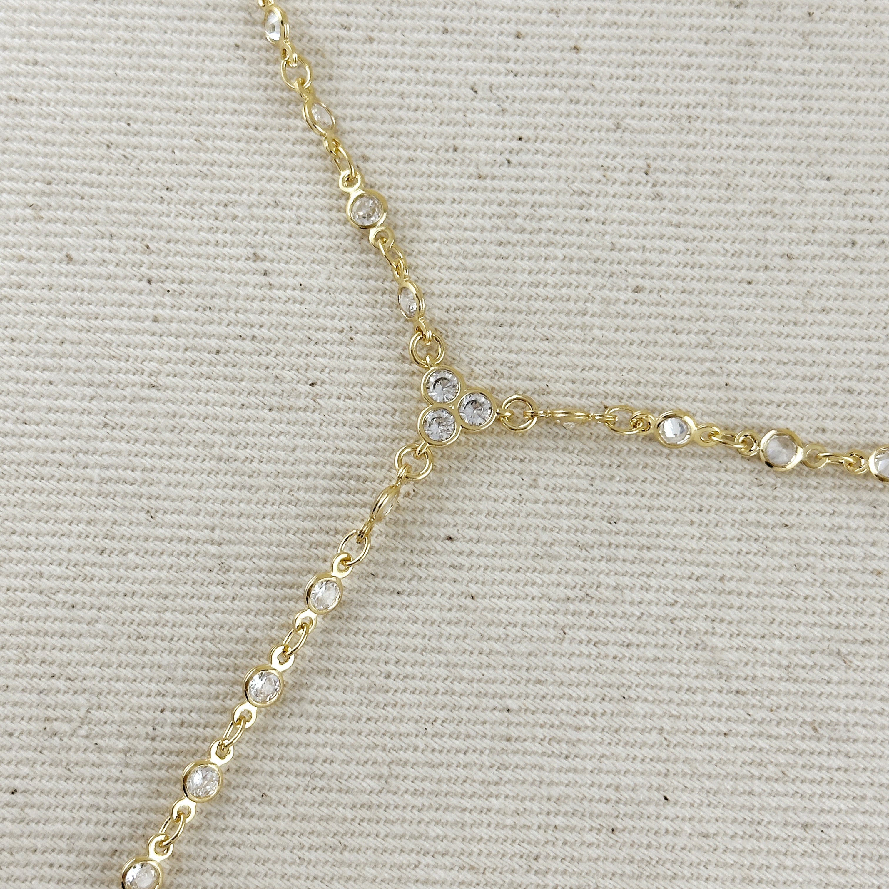 Mondsee 18k Gold Filled Round Bezel CZ Lariat Necklace | 18k Gold Filled Jewelry