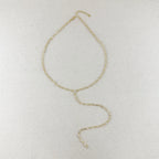 Mondsee 18k Gold Filled Round Bezel CZ Lariat Necklace | 18k Gold Filled Jewelry