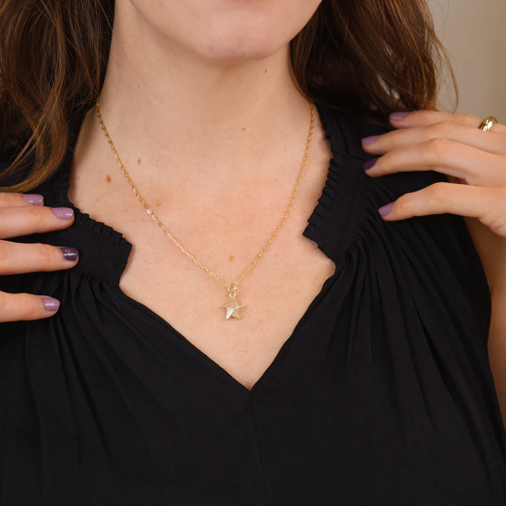 Mondsee 18k Gold Filled Stella a Mulinello CZ Necklace | 18k Gold Filled Jewelry