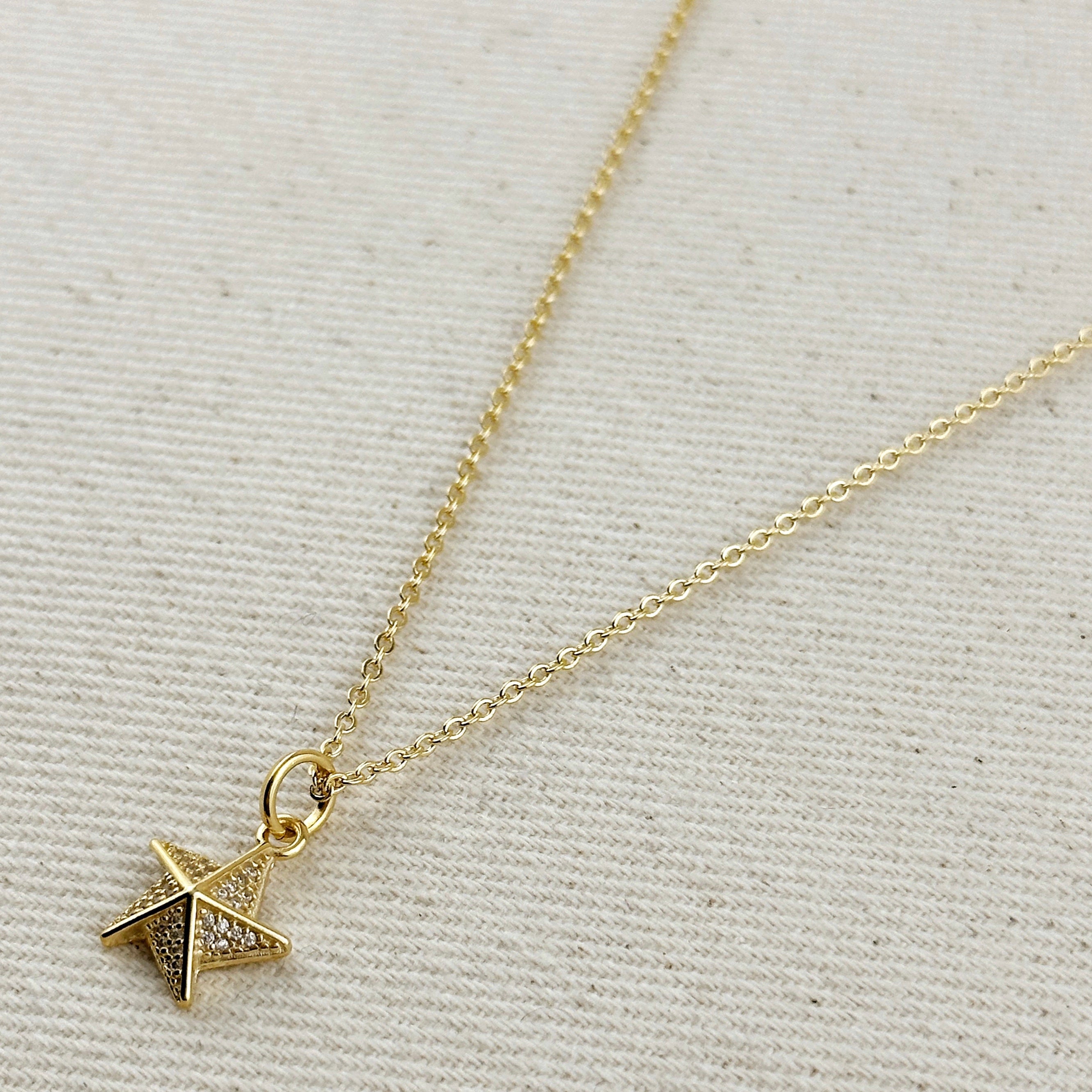 Mondsee 18k Gold Filled Stella a Mulinello CZ Necklace | 18k Gold Filled Jewelry