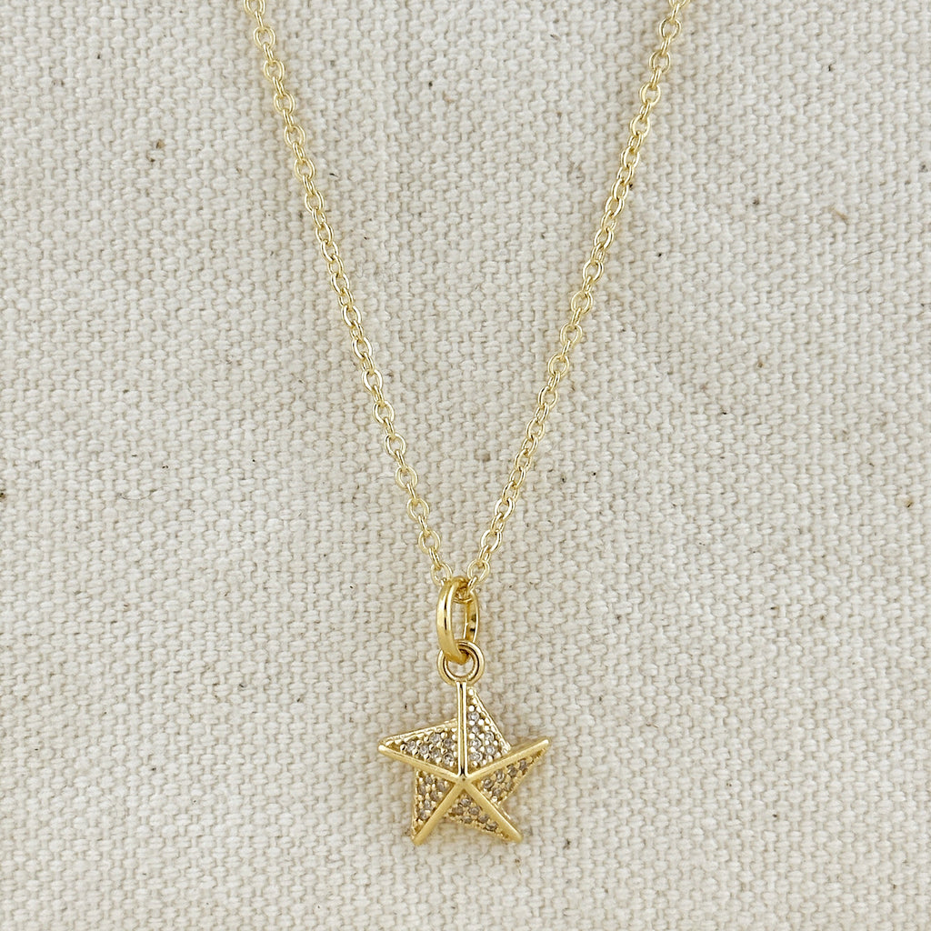 Mondsee 18k Gold Filled Stella a Mulinello CZ Necklace | 18k Gold Filled Jewelry
