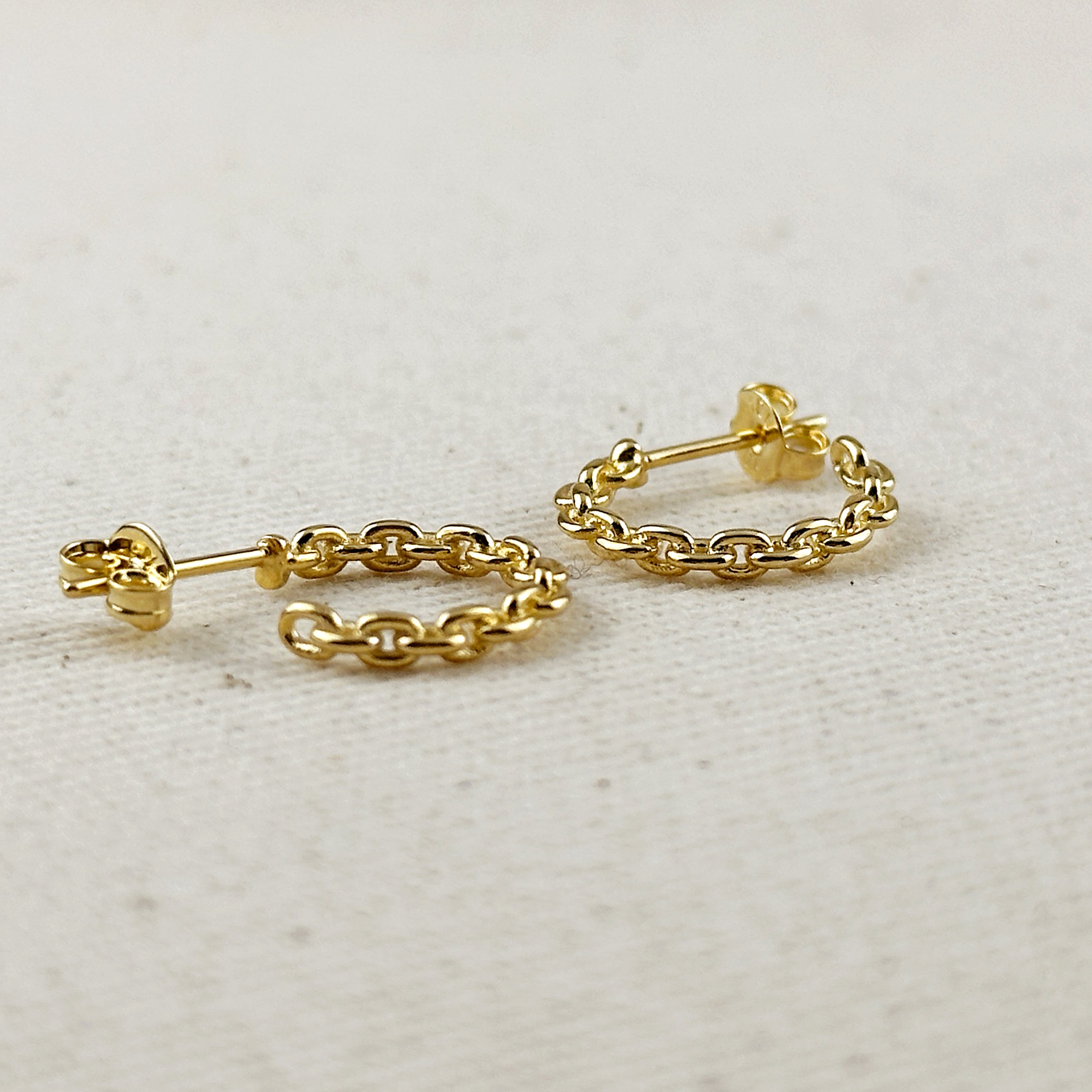 Mondsee 18k Gold Filled Crafted Chain C-Hoop Earrings | 18k Gold Filled Jewelry