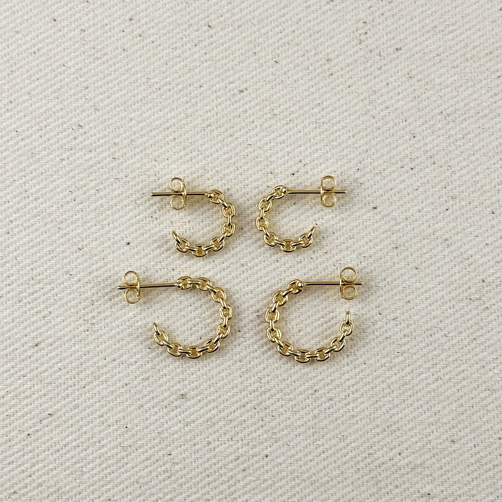 Mondsee 18k Gold Filled Crafted Chain C-Hoop Earrings | 18k Gold Filled Jewelry