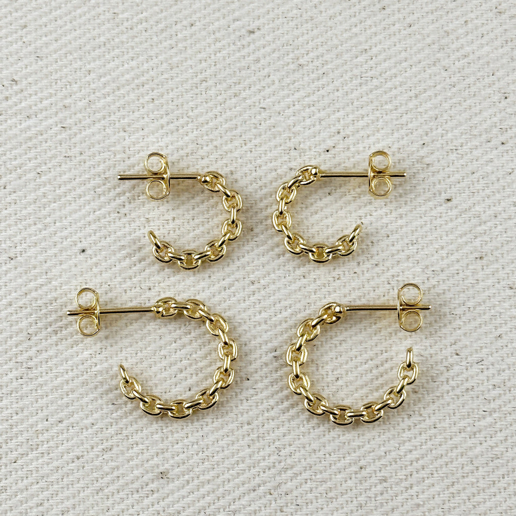 Mondsee 18k Gold Filled Crafted Chain C-Hoop Earrings | 18k Gold Filled Jewelry