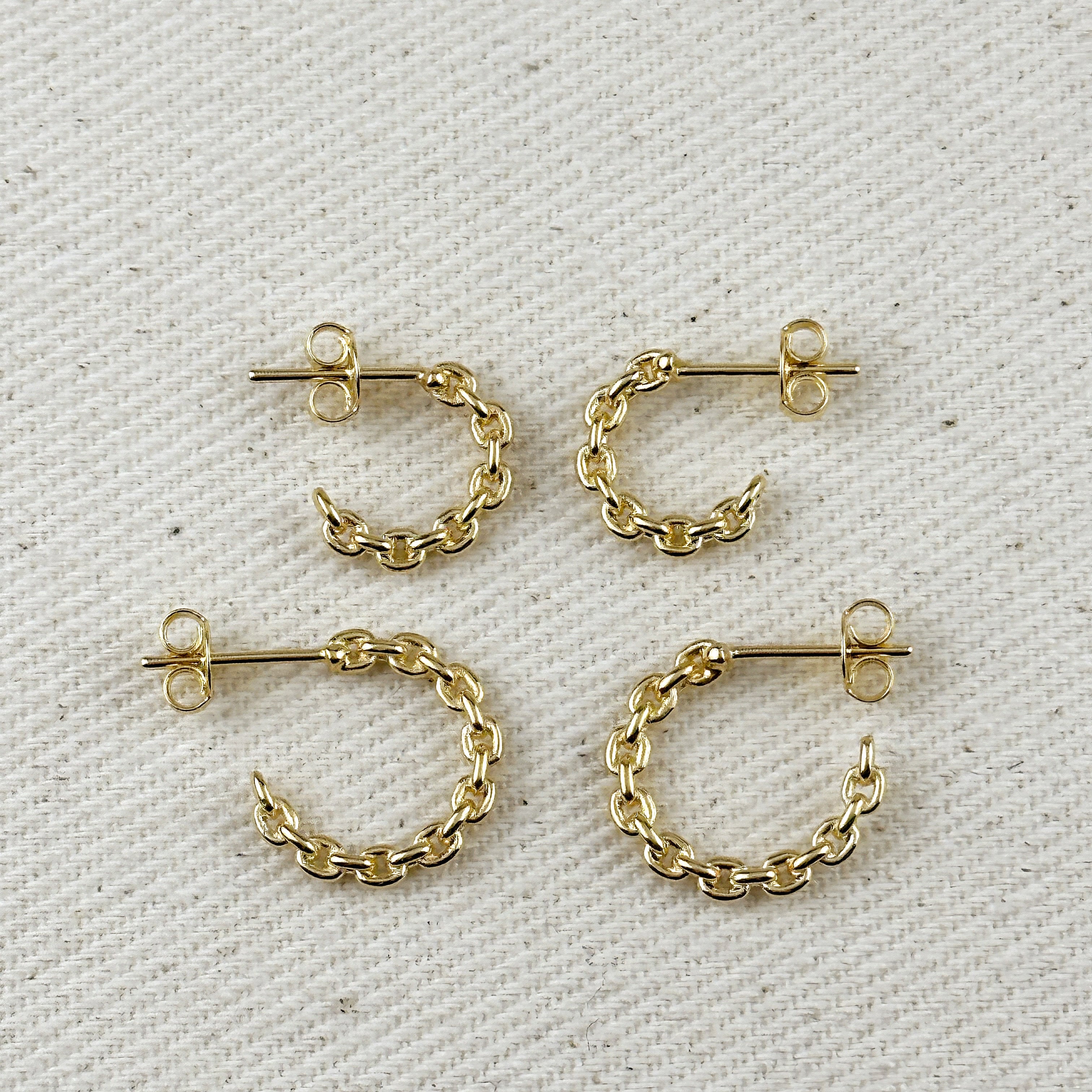 Mondsee 18k Gold Filled Crafted Chain C-Hoop Earrings | 18k Gold Filled Jewelry